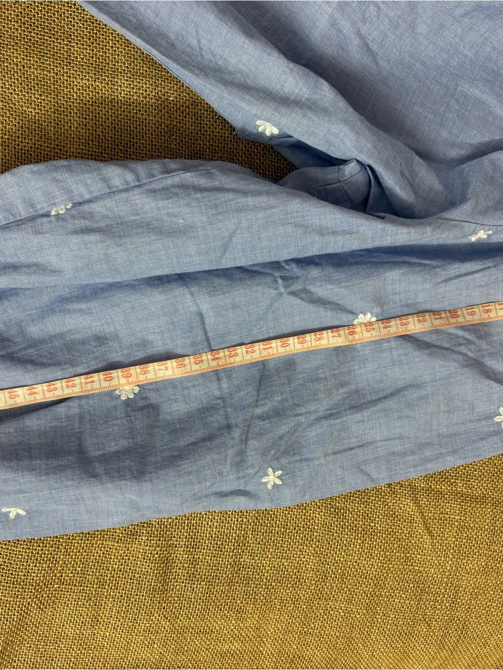 J.Crew XL Blue Embroidered Cotton Peasant Blouse Puff Sleeve Boho Cottage Top